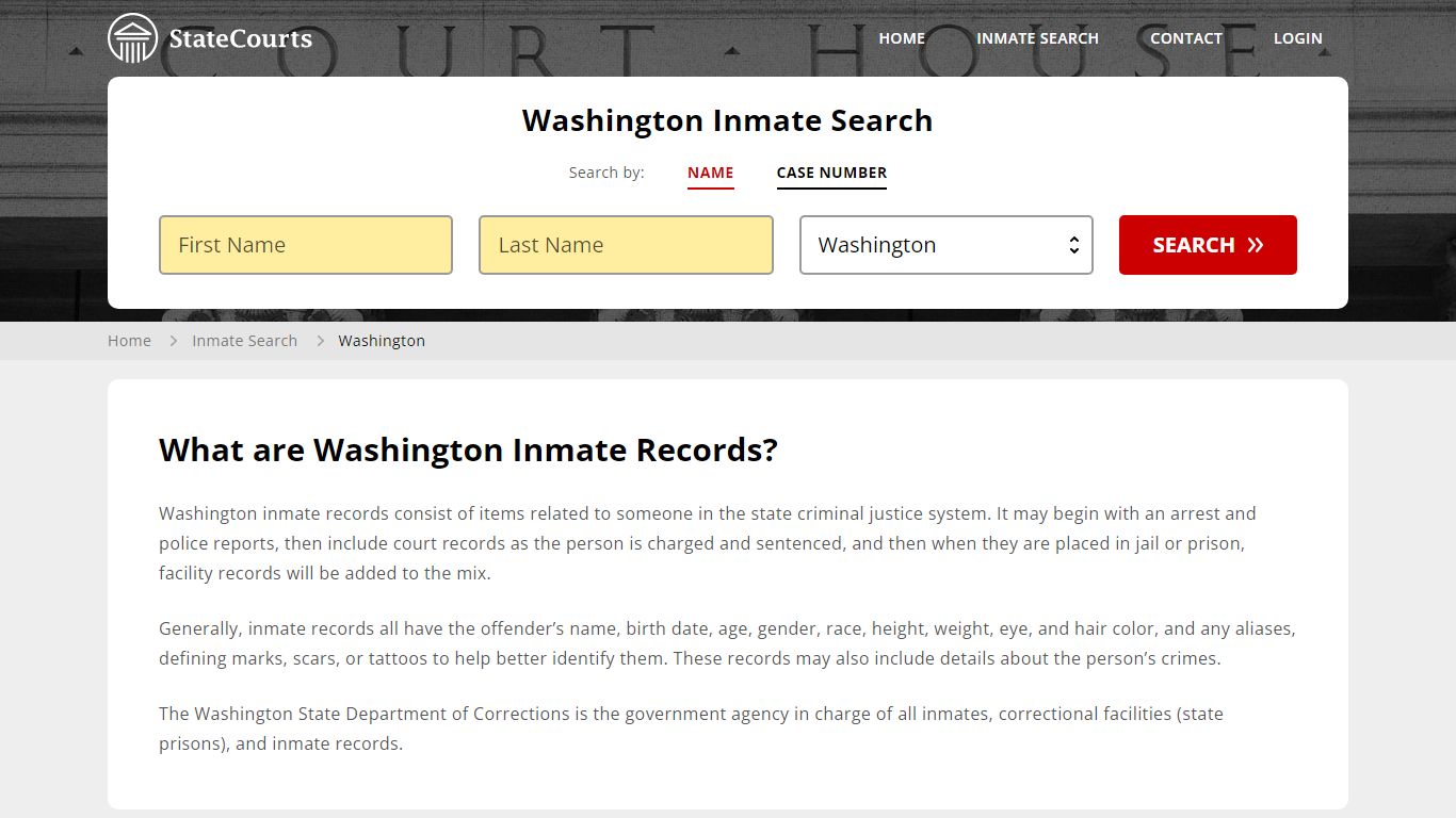 Washington Inmate Search, Prison and Jail Information - State Courts